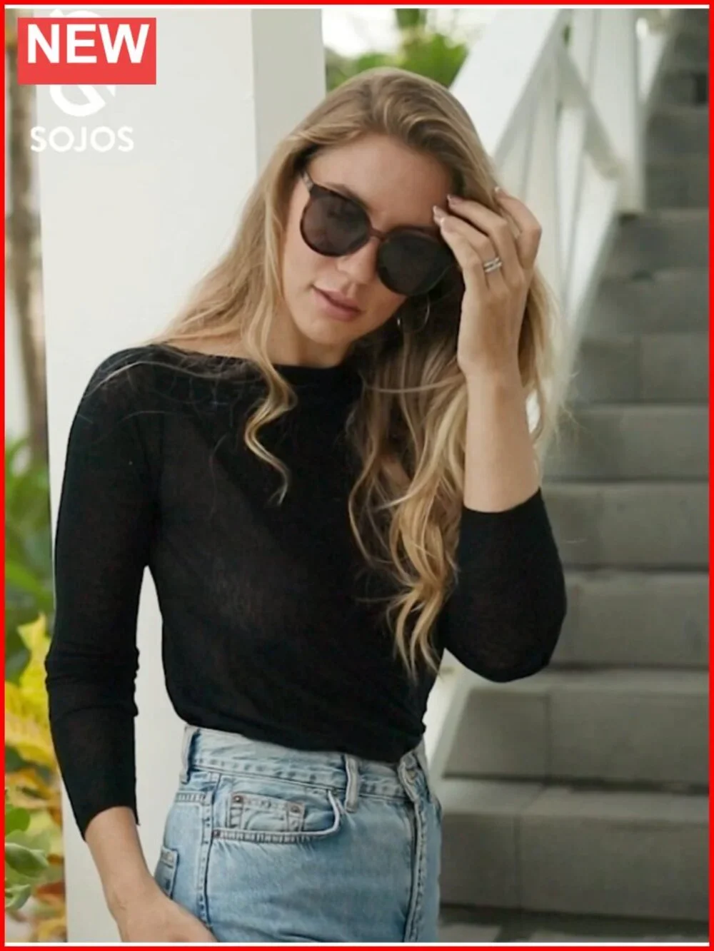 Vintage Oversized Round Sunglasses UV400 Protection Plastic Frame
